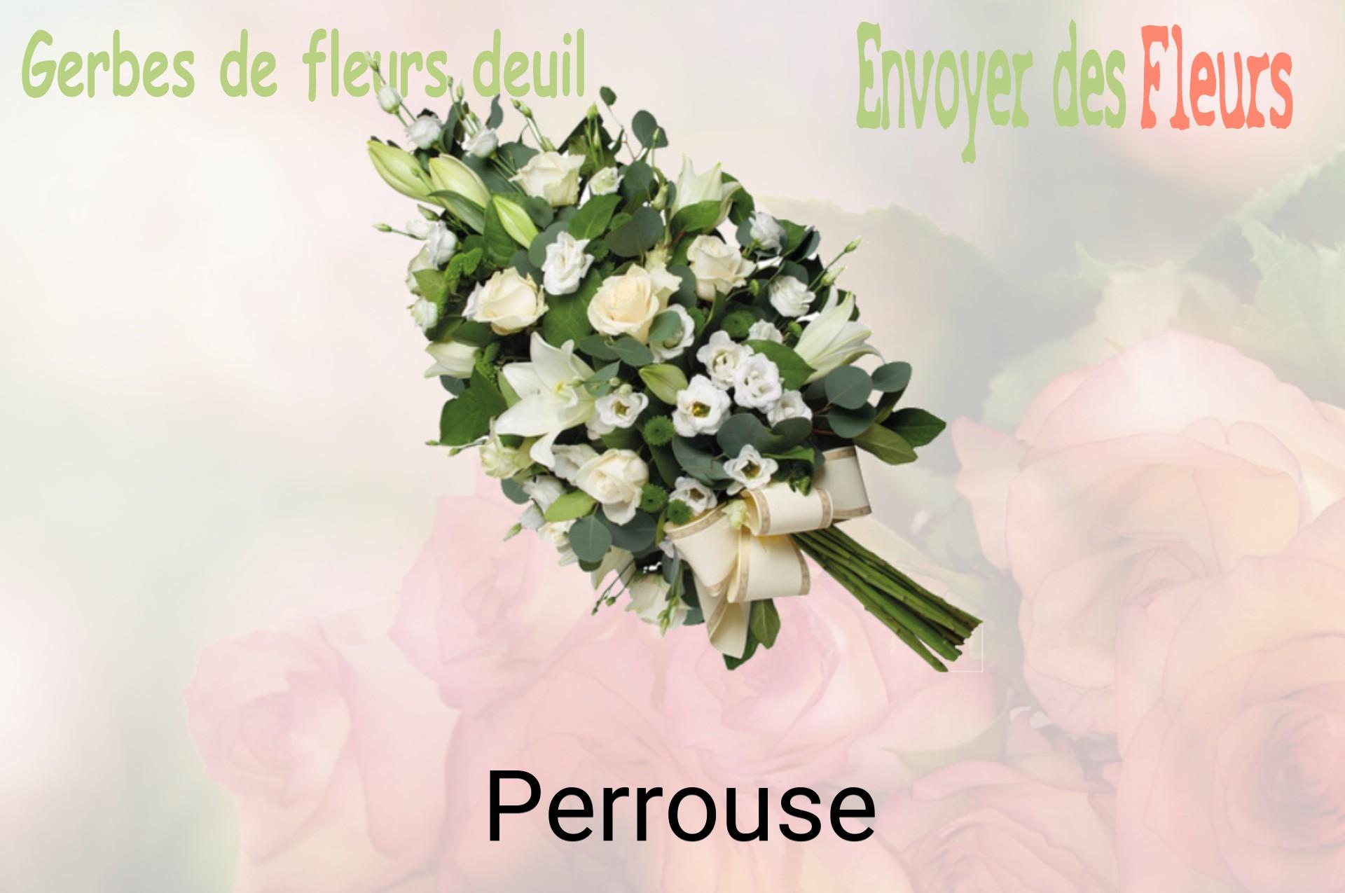 Gerbe de fleurs de deuil livrée à Perrouse